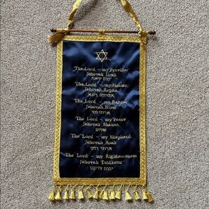 Blue and Gold Wall Hanging with Names of the Lord